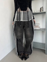 2-WAY lace wide denim training banding long pants (2 colors)