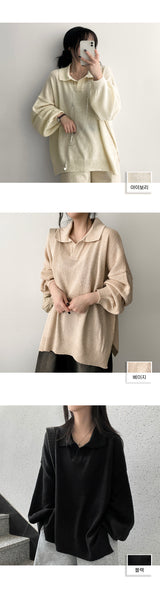 Nifty Bookle Oversized Fit Punching Collar Knitwear