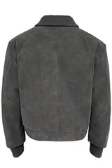 リブ袖レザージャケット