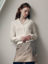 WOOL BLENDED COLLAR KNIT CARDIGAN IVORY