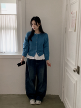 Deep Blue Balloon Wide Denim Pants