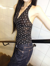 dot halter sleeveless