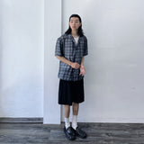 Mist Plaid Open-Collar Shirt