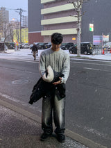 コージーウォーマーケーブルラウンドニット