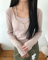バーニンレイヤードボタンTシャツ