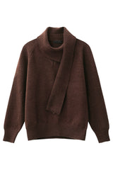 Detachable Scarf V-Neck Sweater
