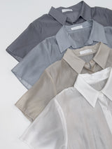 Chief Strap Pintuck See-through Short Sleeve Shirt