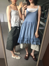 バックレスプレイドワンピース (2color)