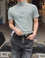 ジデン ハーフジップ リブ ショートスリーブ Tシャツ