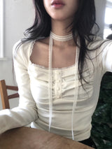 Lace Scarf Square Neck T