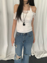 Roman Sleeveless Flower Blouse Set