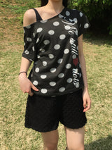 シンクルドットワンショルダーショートスリーブTシャツ (4c)