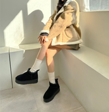 (COW LEATHER🤎🐑🐄) ダルメシアンアグ4㎝プラットフォームショートブーツ