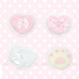 fluffy hair clip-pearl ribbon angel(white) 