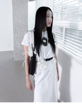 DOUBLE POCKET STRING CROSS BAG WHITE