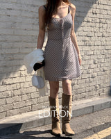 [MADE] Rnin check mini dress