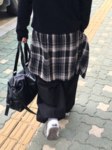 ラフィチェックレイヤードワイドパンツ 2C