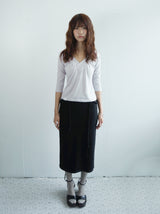 Shirring V-neck Top -Lavender gray