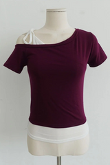 デュアルトーンアシンメトリーTシャツ (4COLORS!)