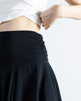 Shirred Lace-Layered Skirt Black