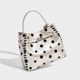 Dotcore Polka Dot Glossy Leather Bucket Tote Bag
