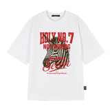 STRIPED UNICORN OVER FIT SHORT-SLEEVE T-SHIRT_WHITE