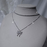 Melting Ribbon Rhinestone Chain Choker Layered Necklace