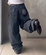 リフレクティブフラワーストライプバルーンパンツ_ネイビー