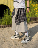 Lever Check Layered Bermuda Pants