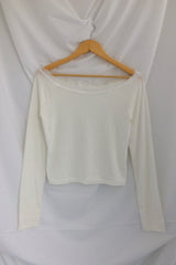 Feminine Flat Neck Long T-Shirt