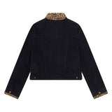 Cleo Leopard Trim Denim Jacket