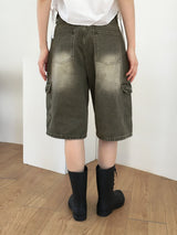 [4color] Tishan Cargo Bermuda Half Denim Short Pants