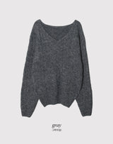 Laura Twist Loose V-neck Wool Knit +Tie Set (6color)