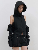 Layered Bolero Wool Jacket / Black