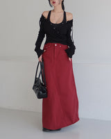 4 color cotton maxi long skirt