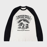 [UNISEX]EXPLORE ヴィンテージ ラグラン ロングスリーブ Tシャツ