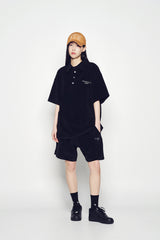 25SS TERRY LOGO EMBO SHORT SLEEVE COLLAR T-SHIRT BLACK