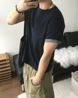 ターンバック クロップド ロールアップ ショートスリーブ Tシャツ