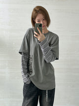 (UNISEX) ハイプレイヤードオーバーフィットTシャツ