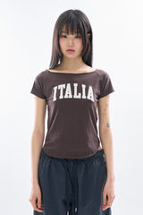 イタリアアップリケラグランTシャツ
