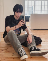 パームプリントクロップショートスリーブTシャツ