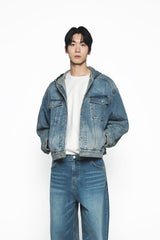 25SS OVERSIZE DENIM HOODIE TRACKER LIGHT BLUE