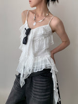 frill cancan sleeveless blouse top