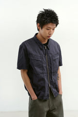 ビンテージウォッシュドフラップポケットワークシャケット (Washed Charcoal)