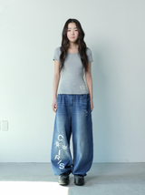 DEMON SIDE DIRTY LOGO DENIM BANDING PANTS UNISEX