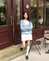 モヘア ボタン Vネック ニット