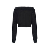 CABLE BOAT NECK KNIT-BLACK