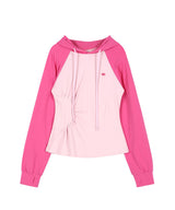 Asymmetric Ruched Hoodie (PINK)