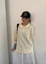 Melfi Waffle Shirring Collar Tee