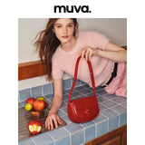 muva. Saddle Bag, Retro Red Cross‑body Genuine Leather Premium Niche‑Design Women’s Bag, New Arrival Feb 22